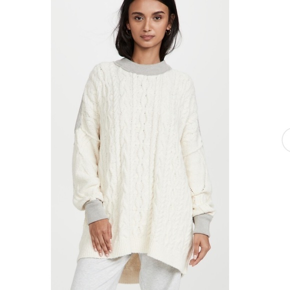 Free People Olympia Women's Long Sleeve Tunic Mini Dress Ivory - Picture 3 of 16